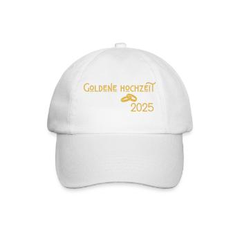 Goldene Hochzeit 2025 mit Ringen Jugendstil - Baseballkappe - Weiß/Weiß - Vorne
