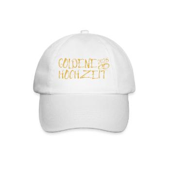 Goldene Hochzeit 2025 mit Goldringen 50 Jahre Ehe - Baseballkappe - Weiß/Weiß - Vorne