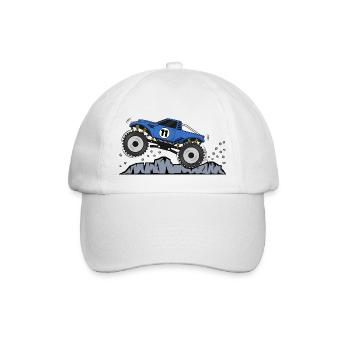 Monstertruck in Blau Nummer 11 Geburtstag Jubiläen - Baseballkappe - Weiß/Weiß - Vorne