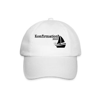 Konfirmation 2025 Schiff segelt am Horizont - Baseballkappe - Weiß/Weiß - Vorne