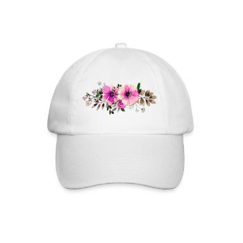 Watercolor Pink Roses Line - Baseball Cap - white/white - Front