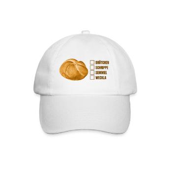 Bread roll or roll? – Fun dialect design - Baseball Cap - white/white - Front