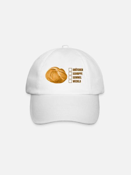 Brötchen oder Semmel? – Lustiges Dialekt-Design - Baseballkappe - Weiß/Weiß