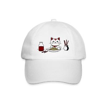 Cat and ramen - Baseball Cap - white/white - Front