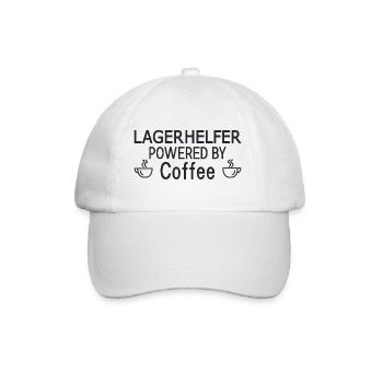 Lagerhelfer Powered By Coffee - Baseballkappe - Weiß/Weiß - Vorne
