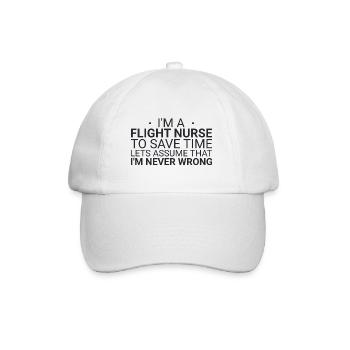 Flight Nurse Never Wrong Luftrettung - Baseballkappe - Weiß/Weiß - Vorne