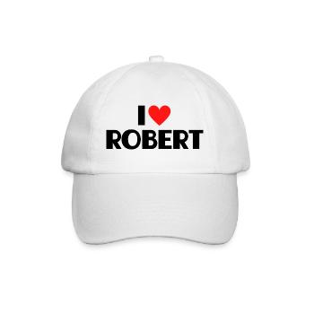 I love Robert Rotes Herz Liebe Fan Geschenk - Baseballkappe - Weiß/Weiß - Vorne