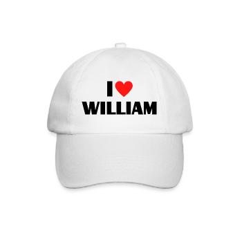 I love William Rotes Herz Liebe Fan Geschenk - Baseballkappe - Weiß/Weiß - Vorne