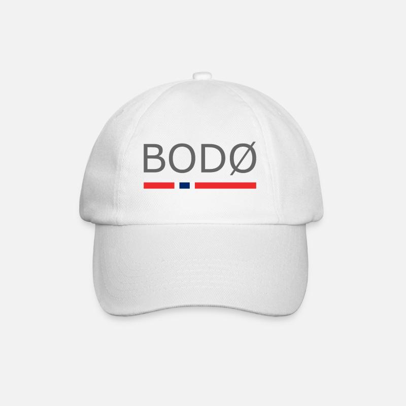 Bodo - Norway - Norge - Norwegen - Baseballkappe - Weiß/Weiß