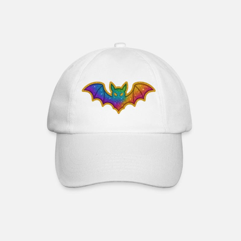 Regenbogen Glitzer Fledermaus - Baseballkappe - Weiß/Weiß