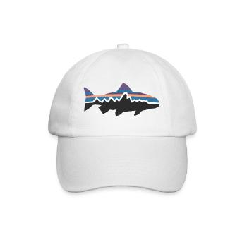 Berg Hai Fisch Silhouette Surfer Wandern Abenteuer - Baseballkappe - Weiß/Weiß - Vorne