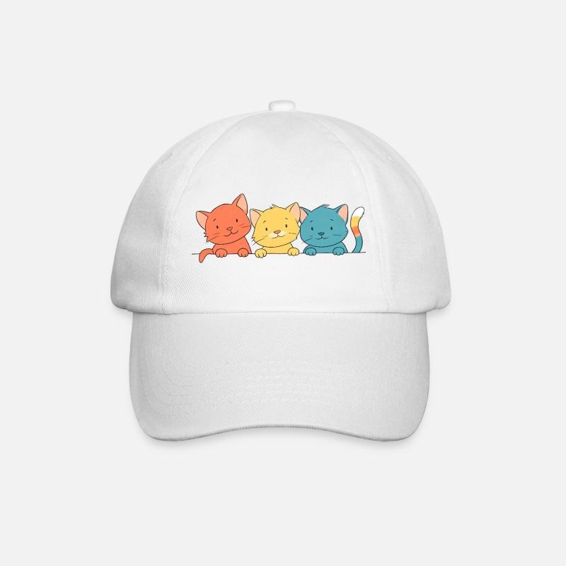 Trio Bunte Katzen Freunde - Baseballkappe - Weiß/Weiß