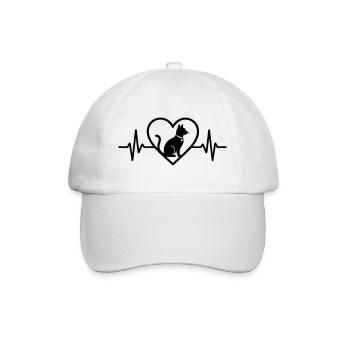 Katze Herz Silhouette Süß Pet Lover Geschenk - Baseballkappe - Weiß/Weiß - Vorne