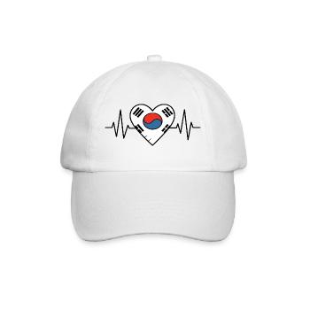Südkorea Flagge Heartbeat Line Korean Pride - Baseballkappe - Weiß/Weiß - Vorne