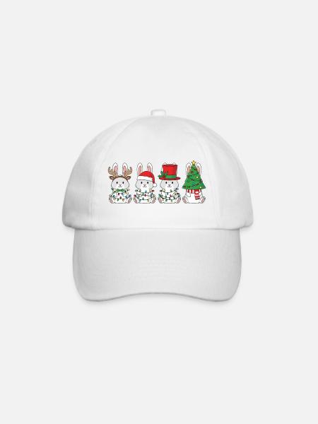 Kaninchen Weihnachtsmann Weihnachtsbeleuchtung - Baseballkappe - Weiß/Weiß