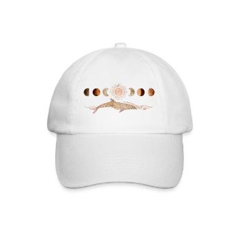 Delfin mit goldenen Mondphasen im mystischen Boho  - Baseballkappe - Weiß/Weiß - Vorne