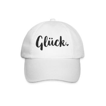 Glück Handlettering Schriftzug - Baseballkappe - Weiß/Weiß - Vorne