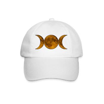 Triple Moon Wicca – Göttin in Gold - Baseballkappe - Weiß/Weiß - Vorne