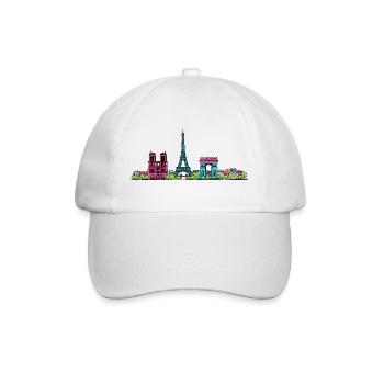 Paris City Skyline Eiffelturm Moderne Linienkunst - Baseballkappe - Weiß/Weiß - Vorne