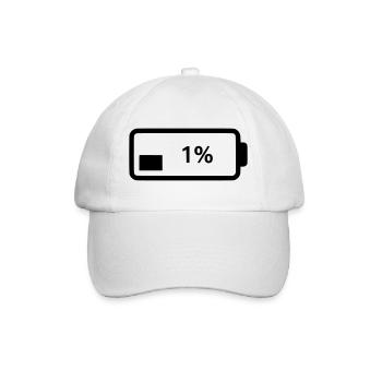 Battery symbol charge level 1% - Baseball Cap - white/white - Front