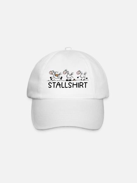 Lustiges Pferde Stallshirt Strichmännchen Pferd - Baseballkappe - Weiß/Weiß