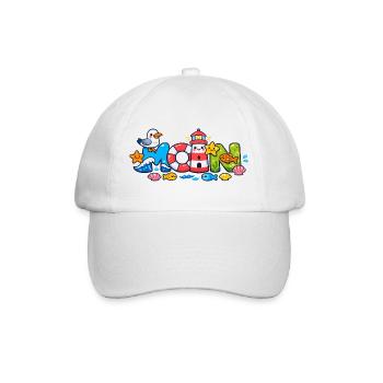 MOIN Möwe Leuchtturm Maritim Bunt - Baseballkappe - Weiß/Weiß - Vorne