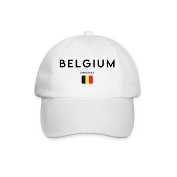 Belgische Flagge, elegantes minimalistisches Design - Baseballkappe - Weiß/Weiß - Vorne