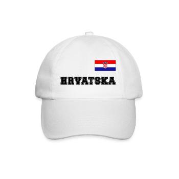 Kroatien Trikot Look – HRVATSKA mit Fahne Flagge - Baseballkappe - Weiß/Weiß - Vorne