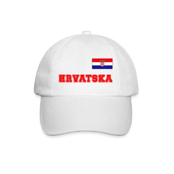 Kroatien Trikot Look – HRVATSKA mit Fahne Flagge - Baseballkappe - Weiß/Weiß - Vorne