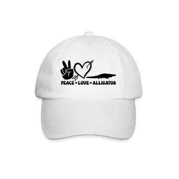 Peace Love Alligator – Lustiges Reptilien Design - Baseballkappe - Weiß/Weiß - Vorne