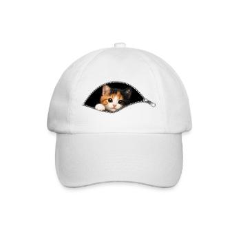 Cute Kitten Zipper Cat - Baseball Cap - white/white - Front