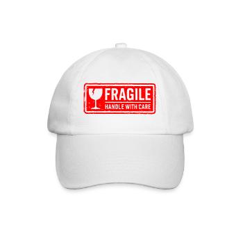 Fragile Handle with Care Versandmarkenvektor - Baseballkappe - Weiß/Weiß - Vorne