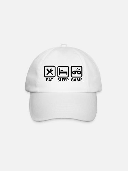 Eat sleep game - Baseballkappe - Weiß/Weiß