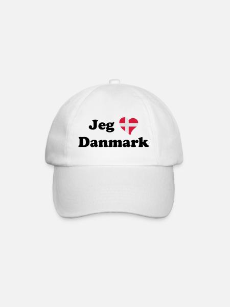 Jeg elsker Danmark - I love Denmark - Baseball Cap - white/white