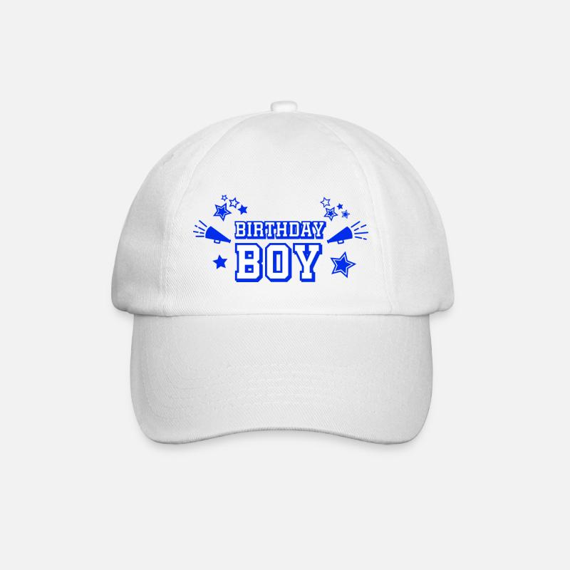 Texte « Birthday Boy » avec étoiles et mégaphone - Casquette classique - blanc/blanc
