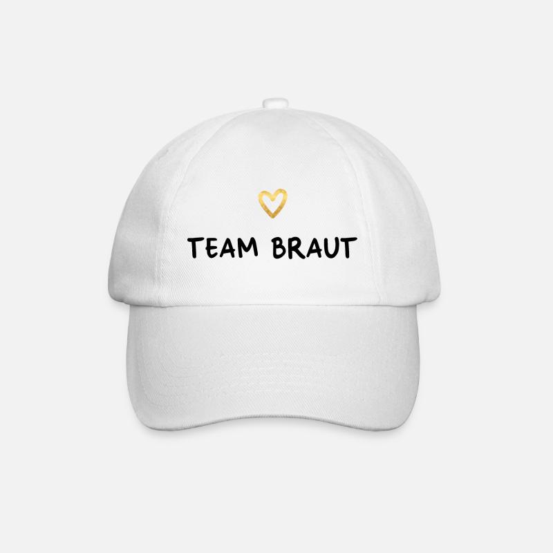 Team Braut Herz gold Junggesellinnenabschied - Baseballkappe - Weiß/Weiß