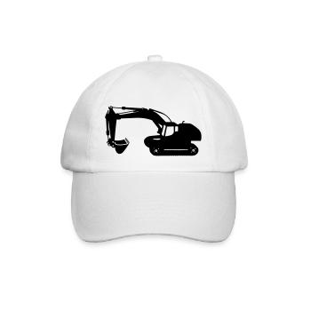 digger backhoe excavator machine - Baseball Cap - white/white - Front