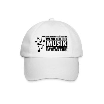 Zimmerlautstärke ist, Musik in allen Zimmern - Baseballkappe - Weiß/Weiß - Vorne