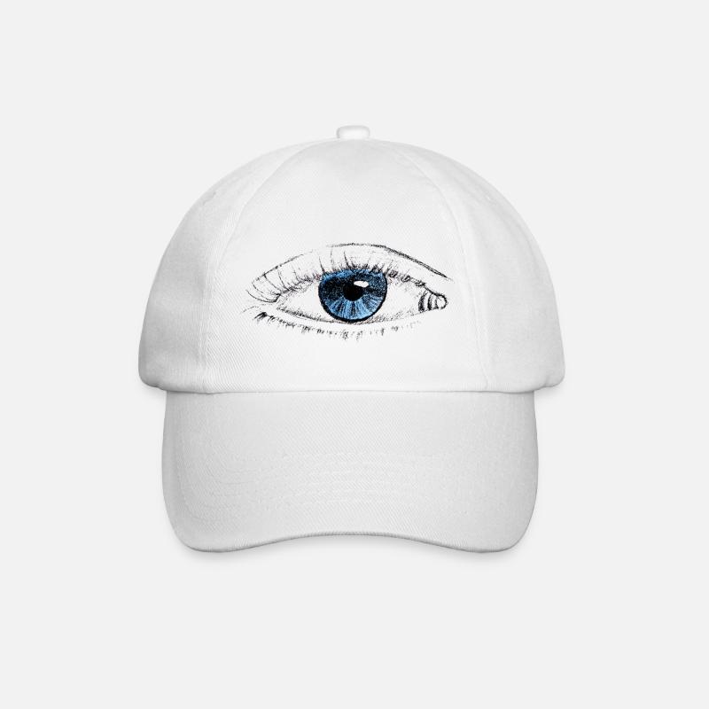 Auge mit blauer Iris - Baseballkappe - Weiß/Weiß