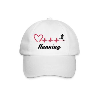 Läuferin und EKG Herzschlag, Laufen Puls - Baseballkappe - Weiß/Weiß - Vorne