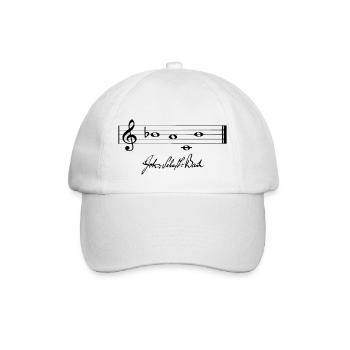 Musik Noten: 'BACH' - Baseballkappe - Weiß/Weiß - Vorne