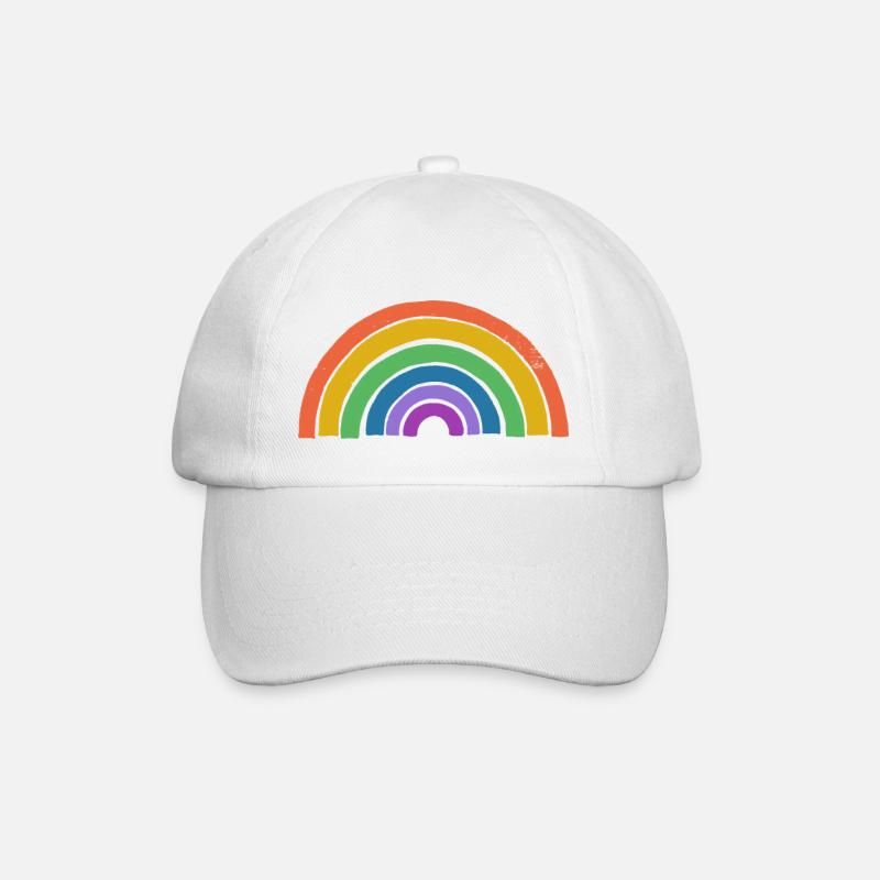 Regenbogen - Baseballkappe - Weiß/Weiß