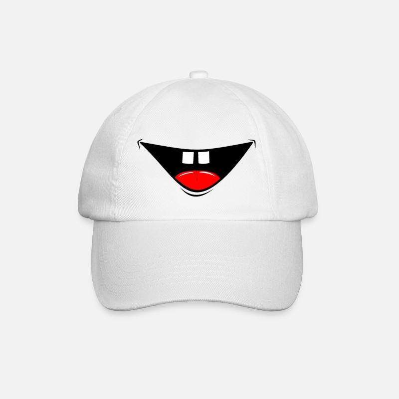 Maske Comic Lachen - Baseballkappe - Weiß/Weiß