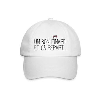 T shirt un bon pinard et ça repart! homme femme - Casquette classique - blanc/blanc - Devant
