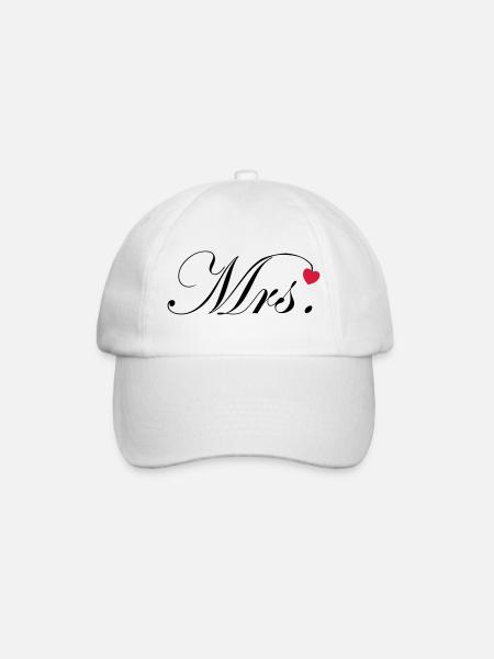Mr and Mrs Hochzeit Herz Design Paar Geschenk - Baseballkappe - Weiß/Weiß