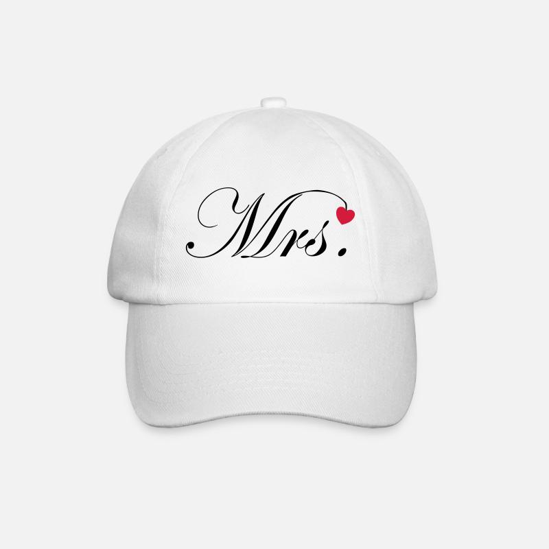Mr and Mrs Hochzeit Herz Design Paar Geschenk - Baseballkappe - Weiß/Weiß