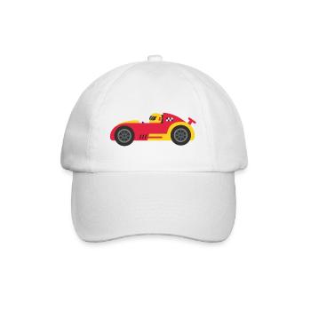 Little Race Car In Red and Yellow - Baseball Cap - white/white - Front