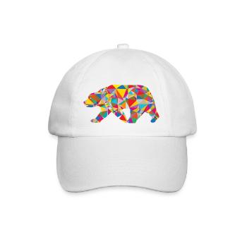 Bär - Low Poly - Art - Baseballkappe - Weiß/Weiß - Vorne