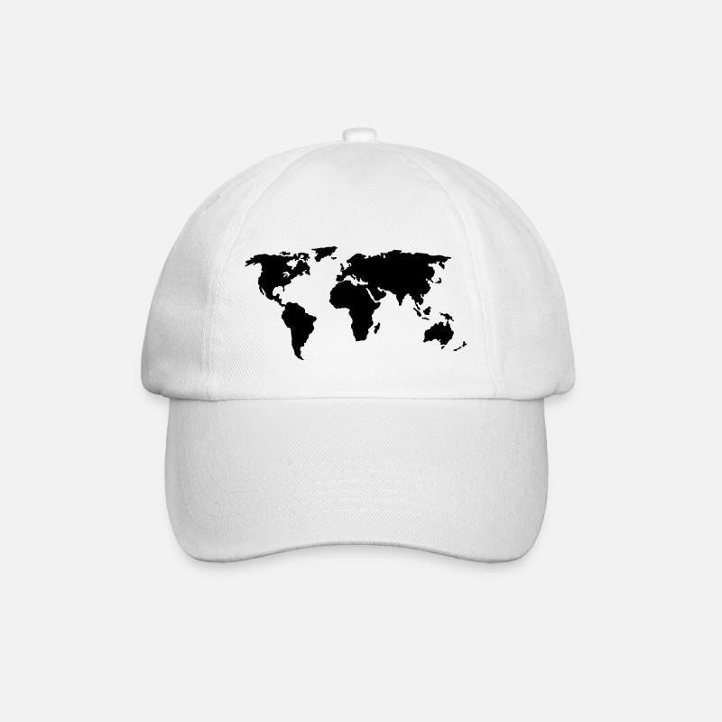 World map colors customizable - Baseball Cap - white/white