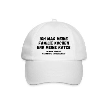 Ich mag meine Familie kochen und meine Katze. - Baseballkappe - Weiß/Weiß - Vorne